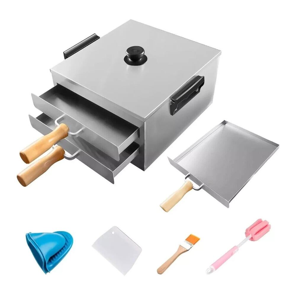 YEXIMEE Rice Noodle Rolls Machine 2 Layer Stainless Steel Steamer Lid Handles
